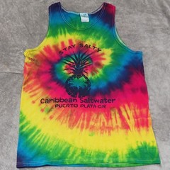 Colortone Men’s Multicolor Tie Dye Pineapple Graphic Tank Cotton Crew Neck M