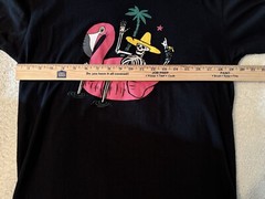 Brisco Brands Funny Skeleton on Pink Flamingo Floatie T-Shirt Adult size Large
