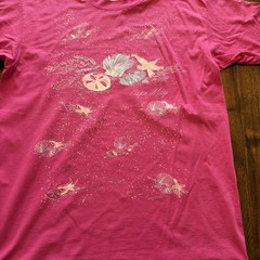 Vintage Cape May Shirt Mens Large Pink Shell Beach Graphic Hanes Tee T-Shirt USA
