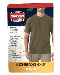 Wrangler Workwear Mens Orange 3 Button Pocket Work Shirt Size XL 46-48 NWT