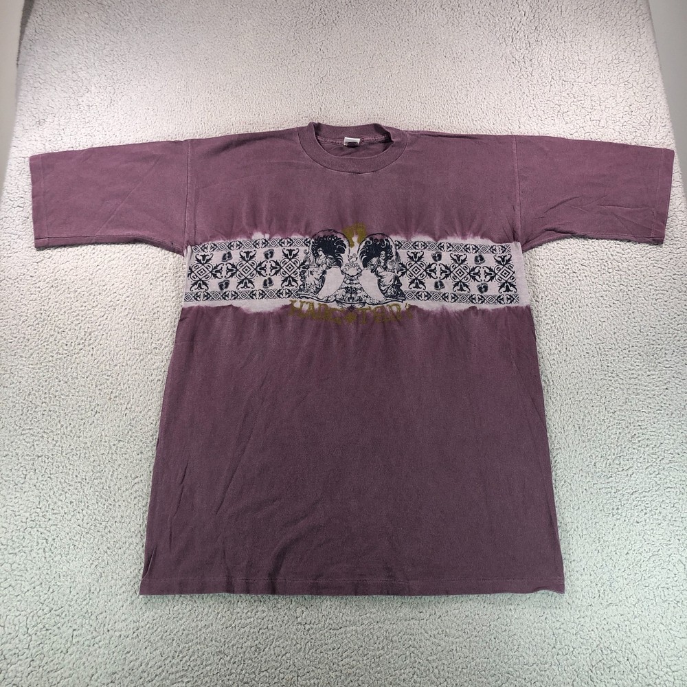 VTG Hang Ten Shirt Men Large Burgundy Faded Single Stitch Surf Skate Made In USA