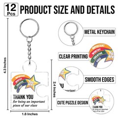12 Pcs Motivational Star Keychain Bulk, End of Year Student Gifts from Teache…
