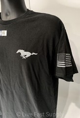 Ford Mustang T-Shirt – Black w/ Running Horse Logo & “Mustang Est 1964” Script