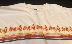 Vintage Speed-O Brand 2 Sided Printed Short Sleeve T-Shirt White W/ Multi Colors
