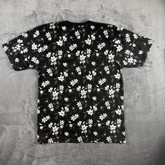 CSG Black Floral Print T Shirt Mens Large Cotton Short Sleeve Graphic Tee
