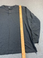 Lands’ End Super-T Top Men’s XL 46-48 Gray Rib-Knit Cuff Long Sleeve Henley Neck