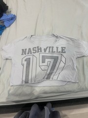 Hollister Nashville 17 Graphic Print Crew Neck T-Shirt Short Sleeve S Gray