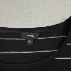 Vince Shirt Mens XL Black White Striped Cotton Modal Crewneck Short Sleeve Tee