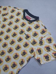 Supreme Ringer Crew Neck T Shirt Yellow Black Cat Fireworks Logo S/S Top M SS24