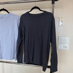 Lot of 2 Men’s Medium LANDS’ END Long Sleeve Shirts Dark Gray and Light Gray