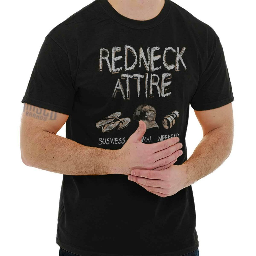 Funny Redneck Drink Beer Southern Attitude Mens Casual Crewneck T Shirts Tees