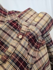 Claiborne checker beige red blue dress men top size L M69