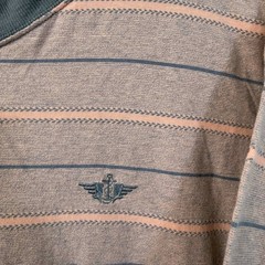 Dockers Men’s Y2K Striped Short Sleeve T Shirt Cotton Pink Gray Size M