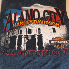 VTG Alamo City Harley Blue Mineral Wash Cut-Off Muscle Tank Hat Skull Men Medium