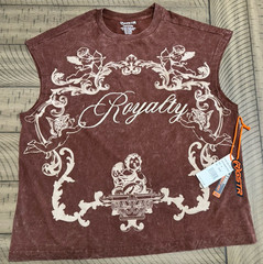 RGSTR Men’s M Brown Cotton Sleeveless Crew Neck Cherub Angels Graphic T-Shirt