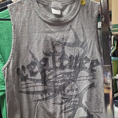 Gildan Ultra Cotton Gray Cotton Knit Skeleton Graphic Crew Neck Tank Size S