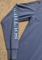 Southern Tide blue long sleeve hooded t-shirt XS fishing drawstring logo Cotton