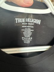 True Religion Jet Black Men’s M Buddha Crew Neck T-Shirt, Brand New With Tags.