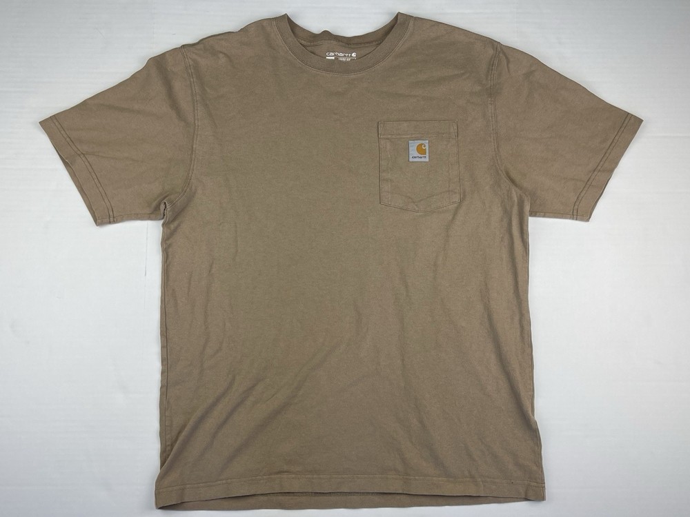 Carhartt Shirt Mens Medium Light Blue/Beige Pocket Workwear Original Fit Cotton