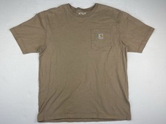 Carhartt Shirt Mens Medium Light Blue/Beige Pocket Workwear Original Fit Cotton
