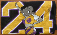 Brooklyn Vertical Betty Boop Sporting #24 Purple & Gold Black T Shirt size L