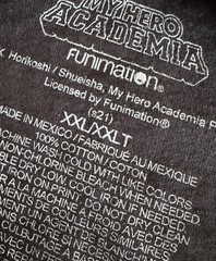 My Hero Academia Men’s T-Shirt Size 2XL XXL Anime Graphic Black Funimation Heros