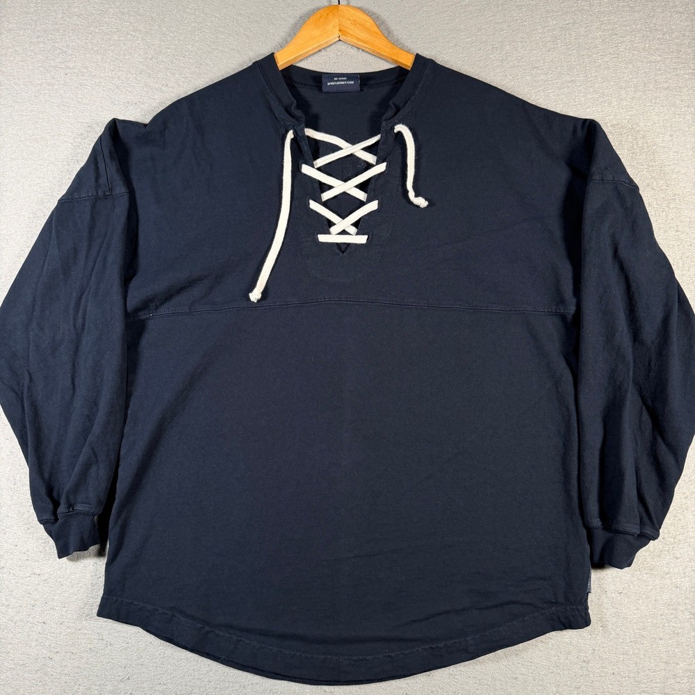 Nashville Spirit Jersey Lace Up Long Sleeve Shirt Men’s Size S Navy Blue Cotton