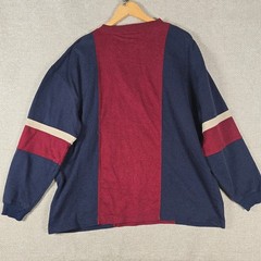 VTG North Crest Mens XL Henley Shirt Colorblock Ribbed Navy Burgundy Long Sleeve