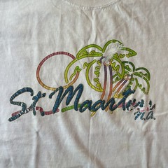 Vintage USA Best 100% Pre-shrunk Cotton White Medium T Shirt St. Maarten N.A.