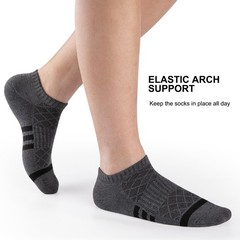 12 Pairs Mens Cushion Ankle Socks, Athletic Running, Low Cut, Breathable