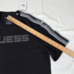 Guess Mens Alex SS Logo Tee Jet Black Tape T-Shirt T5BI70KBIV0 Medium NEW