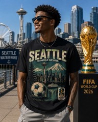 FIFA World CUP26 Seattle Poster Soccer Unisex T-Shirt ALL SIZE ( Front & Back )