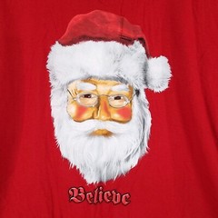 Men’s Heavy Cotton Short Sleeve Christmas Holiday Shirt Santa Claus Red Size 3XL