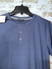 NWT! Lot of 2 JMIERR Short Sleeve Ribbed Button Neck Tee Shirts – Blue/Black S