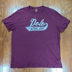 Polo Ralph Lauren Athl. Div. T-Shirt Spell Out Burgandy – Men’s Sz Large
