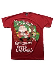 Vintage Kick’s Christmas Frequent Flyer Red Solid Graphic T-Shirt Men’s XL