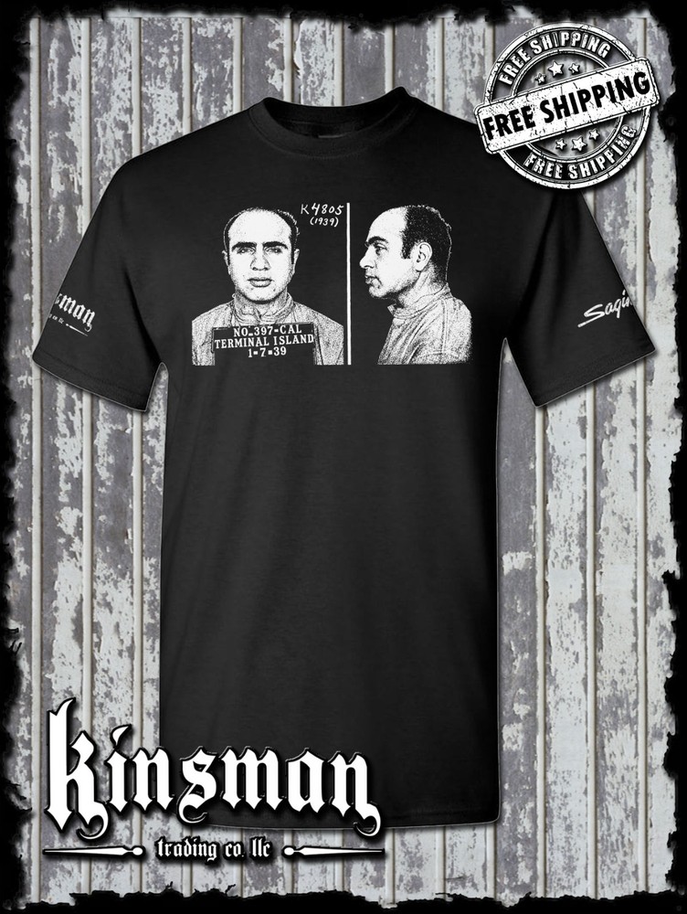 Al Capone 1939 Mug Shot T-Shirt Old School Gangster Mafia Mob