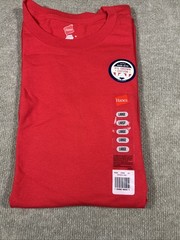 Hanes Essentials Men’s Large Red Cotton Crewneck T-Shirt Short Sleeve