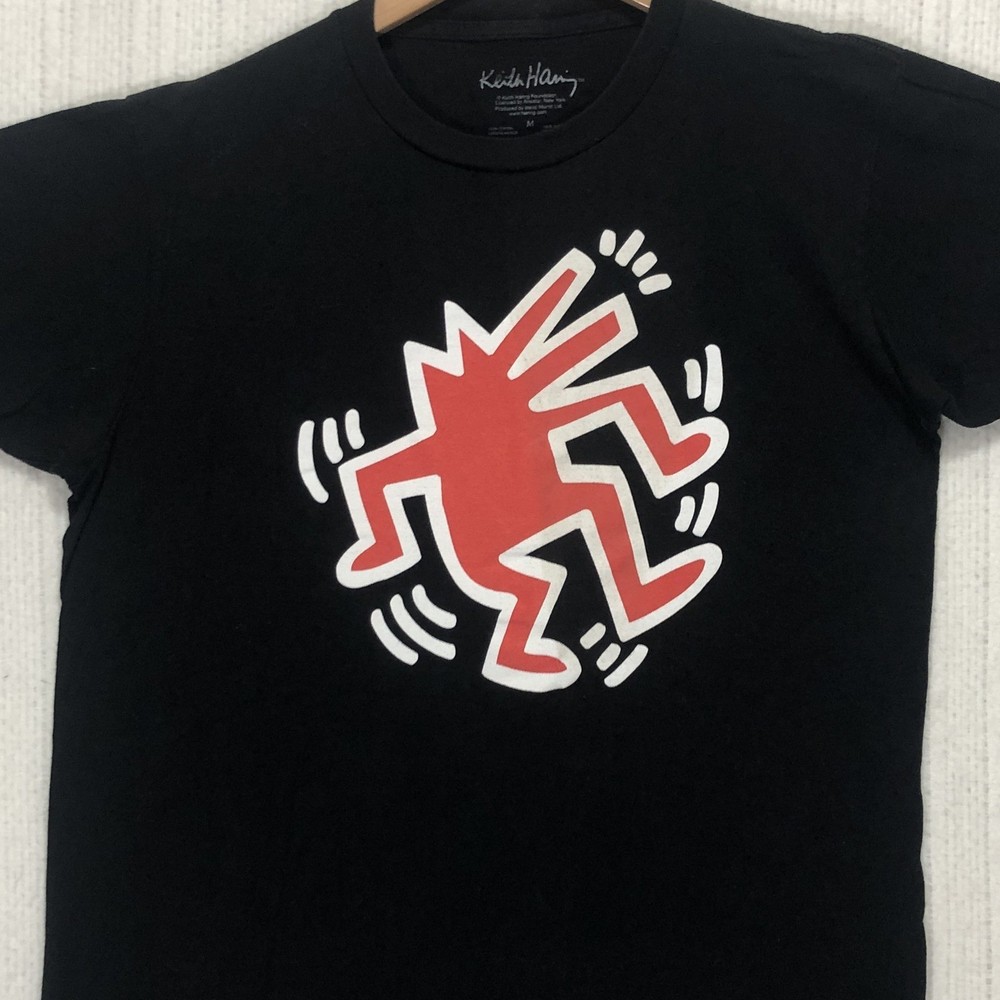 Keith Haring Barking Dog Graphic T-Shirt Black Red White Pop Art Mens Medium
