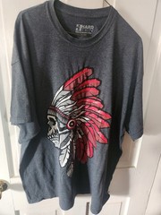 Gray And Red Hard Ten Tribal Skull T-shirt Size 2XL