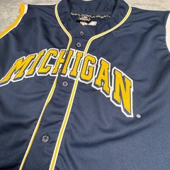 Vintage Colosseum Michigan Baseball Jersey Men XL Maize Blue Sleeveless Embroide