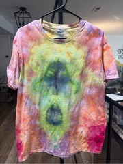 Hand-Dyed Mushroom Tie Dye Tee in Green and Blue