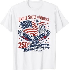 USA 250 Years Anniversary Eagle American Flag 4th of July T-Shirt