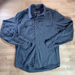 Kuhl Mountain Grown Button Up Shirt Mens Small Blue Herringbone Outdoor Hiking