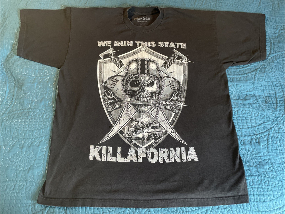 Weiv Gear Biker T-Shirt Pirate Biker Themed California For Life 3XL