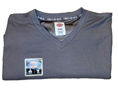 3XL Dickies Performance Knit Media Pocket Short Sleeve Gray V Neck Shirt 65-35