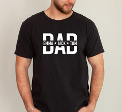 Custom Dad Shirt with Kids Names Personalized Father’s Day Gift Tee