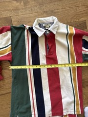 Vintage 90s Eddie Bauer Long Sleeve Striped Rugby Polo Shirt Men’s Size Medium