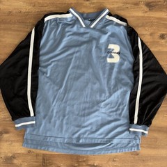 Vtg 1990s Mecca USA 3 Men’s Sz XL Black & Blue V Neck Short Sleeve Jersey Shirt