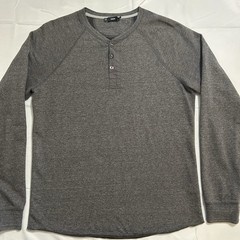 Vince Henley Pullover Shirt Mens M Gray Long Sleeve Raglan Button Up Casual